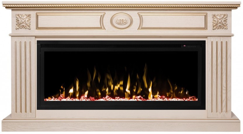 Электрокамин RealFlame Siena 42/BV WT белый дуб с золотой патиной с очагом Saphir 42