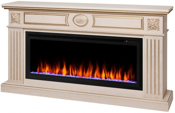 Электрокамин RealFlame Siena 42/BV WT белый дуб с золотой патиной с очагом Saphir 42