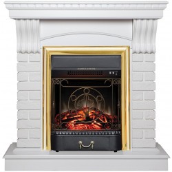 Электрокамин RealFlame Jazz WT белый с очагом Majestic Lux Brass
