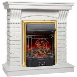 Электрокамин RealFlame Jazz WT белый с очагом Majestic Lux Brass
