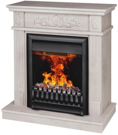 Электрокамин RealFlame Adelaida WT белый камень с очагом Oregan 3D