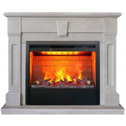 Электрокамин RealFlame Kellie 25,5/26 WT цвет белый камень с очагом 3D Helios 26