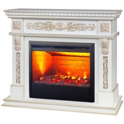 Электрокамин RealFlame Estella 25,5/26 WT белый дуб с золотой патиной с очагом 3D Helios 26