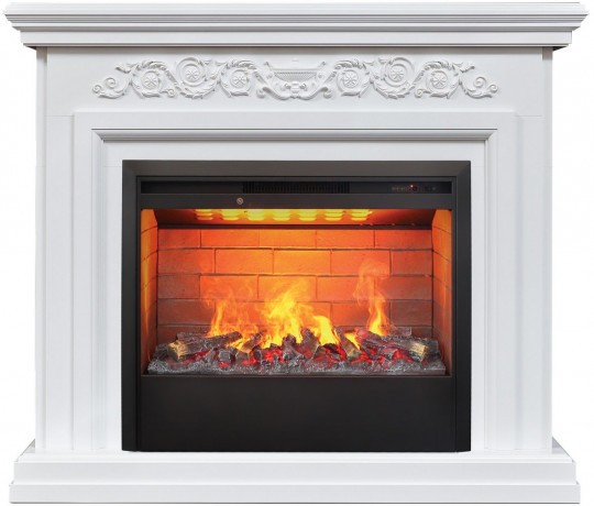 Электрокамин RealFlame Leticia 26 WT белый с очагом 3D Helios 26