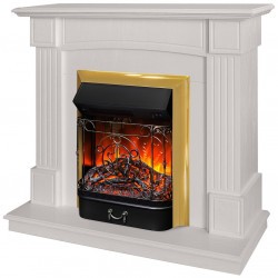 Электрокамин RealFlame Andrea WT фактурный белый с очагом Majestic Lux Brass