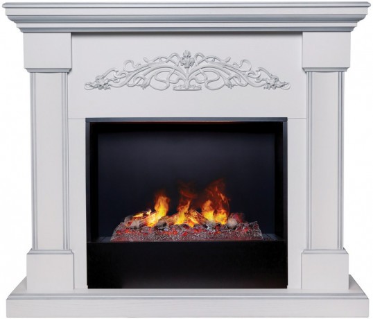 Электрокамин RealFlame Ofelia 26 WT дуб белый с серебряной патиной с очагом 3D Cassette 630