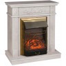 Электрокамин RealFlame Adelaida WT белый камень с очагом Majestic Lux Brass
