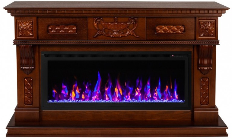 Электрокамин RealFlame Corsica 42/BV NT орех с очагом Saphir 42